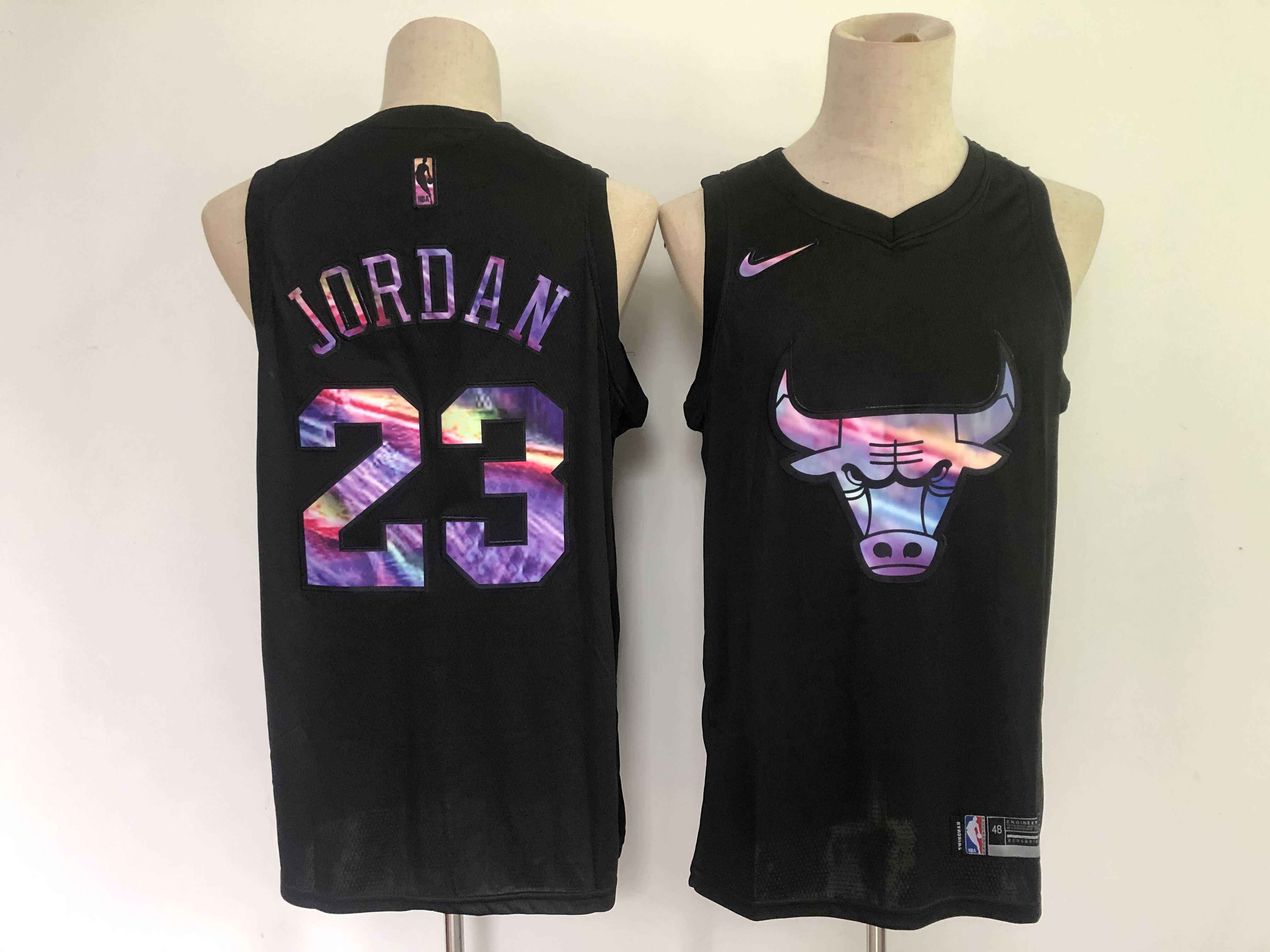 Men Chicago Bulls 23 Jordan Black Nike Limited Rainbow version 2021 NBA Jerseys